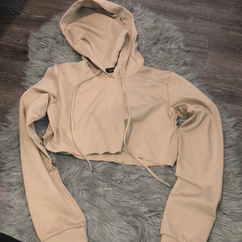 Tan Sorella cropped hoodie